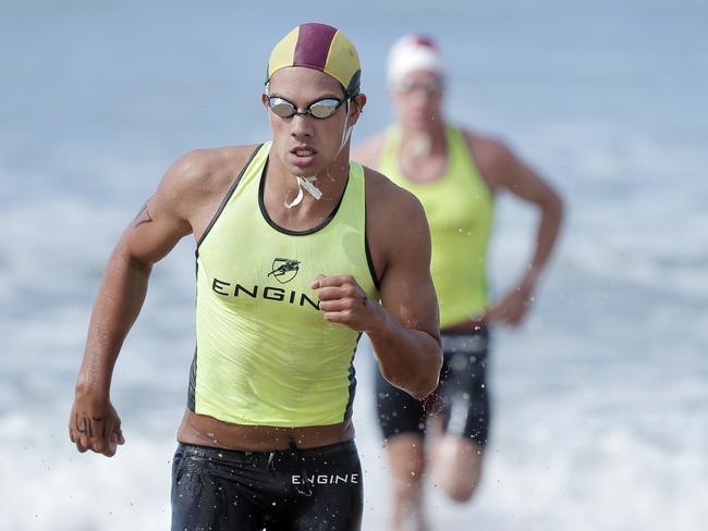 Jack Walton, Ulverstone winning the U17 swim. Surf Life Saving carnival, Clifton Beach. Picture: RICHARD JUPE