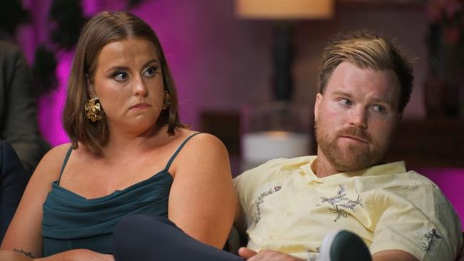 Payton was left speechless when Jordan was recorded saying distasteful things about her off-camera. Picture: Stan