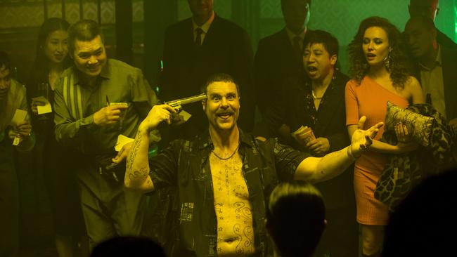 Aaron Jeffery plays Mark ‘Chopper’ Read in ‘Underbelly Files: Chopper’. Picture: Channel 9