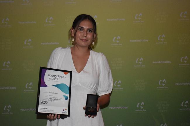 Young Sports Award winner Karla Grobler at the Mackay Australia Day awards at the MECC on January 25, 2022. Picture: Lillian Watkins