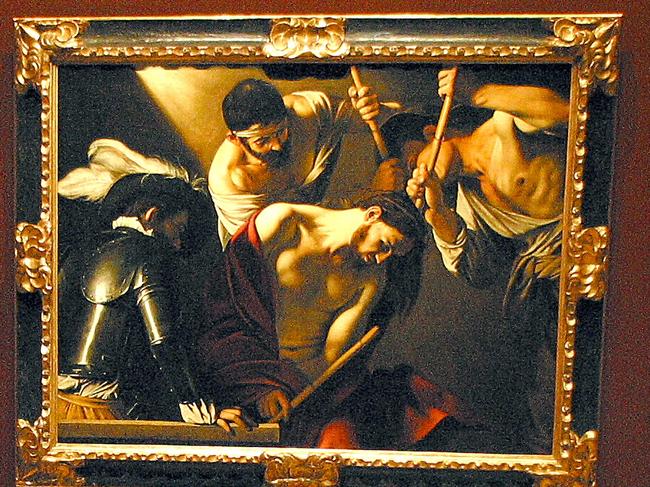 The Crowning With Thorns. Caravaggio exhibition at the National Gallery of Victoria.