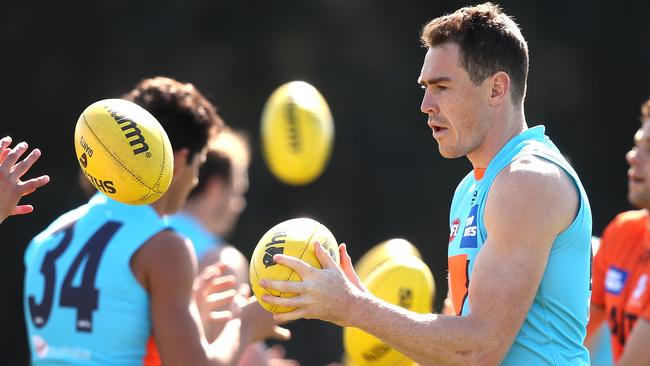 Jeremy Cameron during GWS Giants training ahead of last home game before finals. Picture. Phil Hillyard