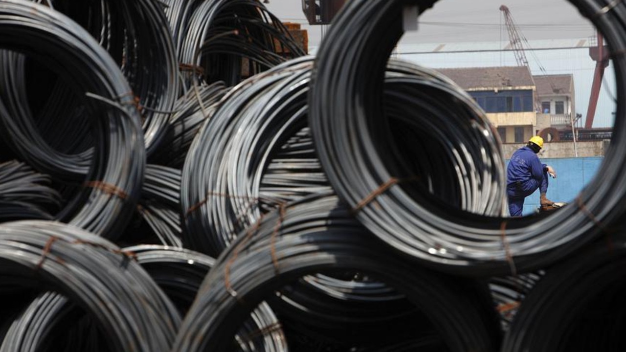Stacks of steel wires at a stockyard in Shanghai. Picture: Qilai Shen/Bloomberg News