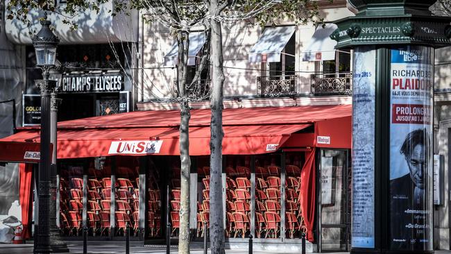 A closed restaurant on the Champs-Elysees avenue in Paris. Picture: AFP