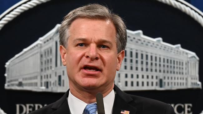 FBI Director Christopher Wray. Picture: AFP