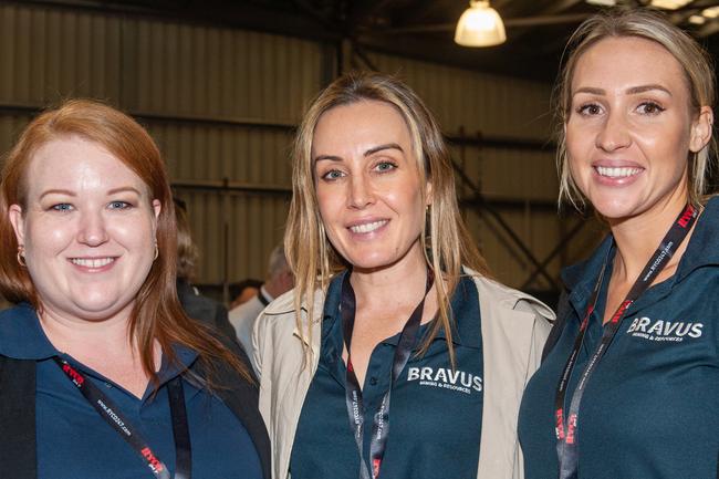 Tanya Brown, Ally Foley and Amy Wilson at the QME Mackay 2022 Opening Party in conjunction with Queensland Resources Council sponsored by Hastings Deering. Picture: Michaela Harlow