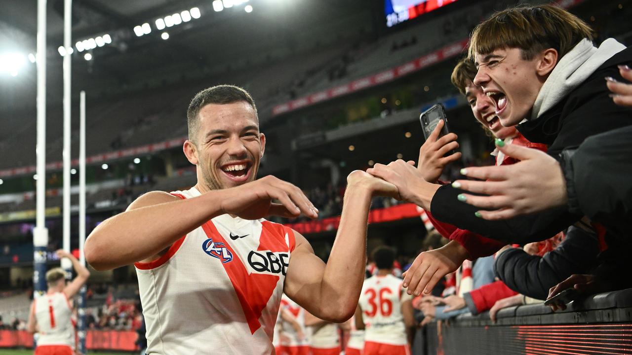 Ollie Florent and the Swans are in a great position after consecutive comeback wins over Richmond and Melbourne. Picture: Getty Images