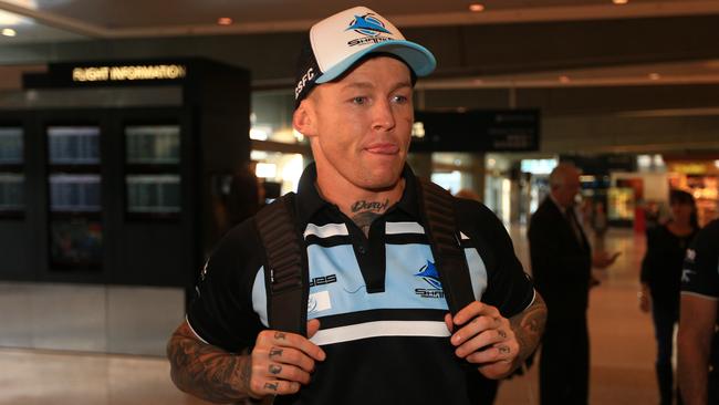 Todd Carney. Cronulla Sharks return from Brisbane after a win against the Broncos last night. Picture: Adam Taylor