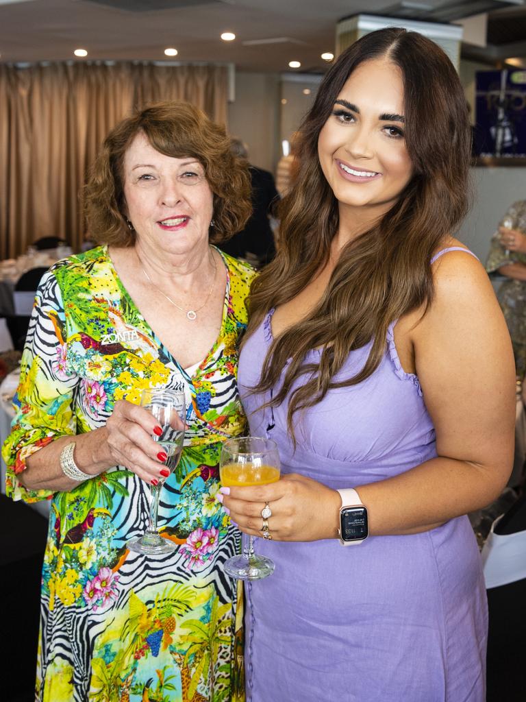 Lyn Dayas (left) and Kate Ruijter at the International Women's Day luncheon presented by Zonta Club of Toowoomba Area at Picnic Point, Friday, March 4, 2022. Picture: Kevin Farmer