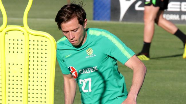 Former Adelaide United winger Craig Goodwin, at Socceroos training, is in lockdown in Saudi Arabia. Picture: AAP/Image Steve Pohlner