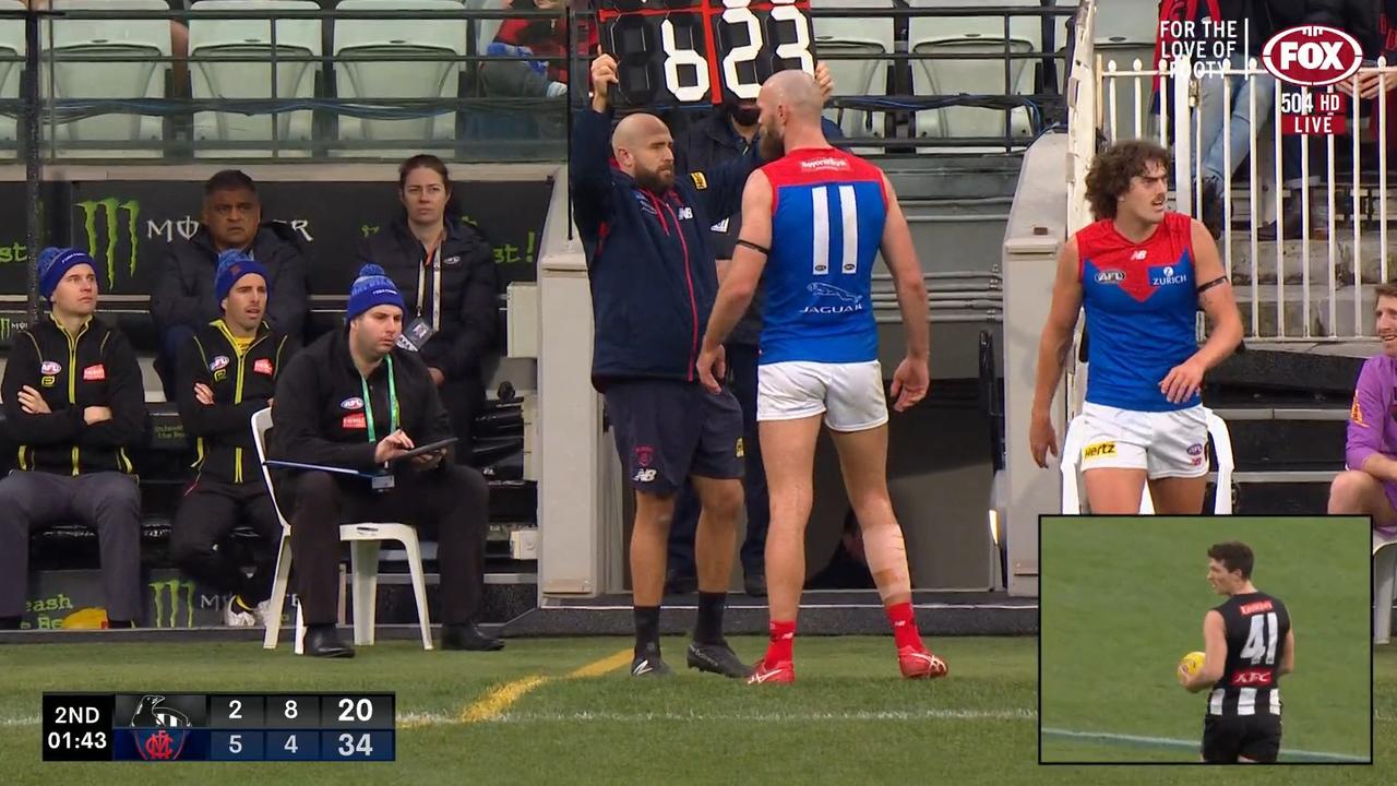 Max Gawn had a go at the Collingwood bench.