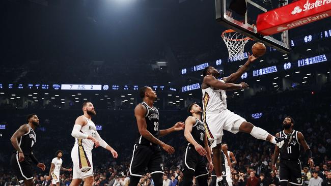 Zion Williamson on fire. Photo: Sarah Stier/Getty Images/AFP.