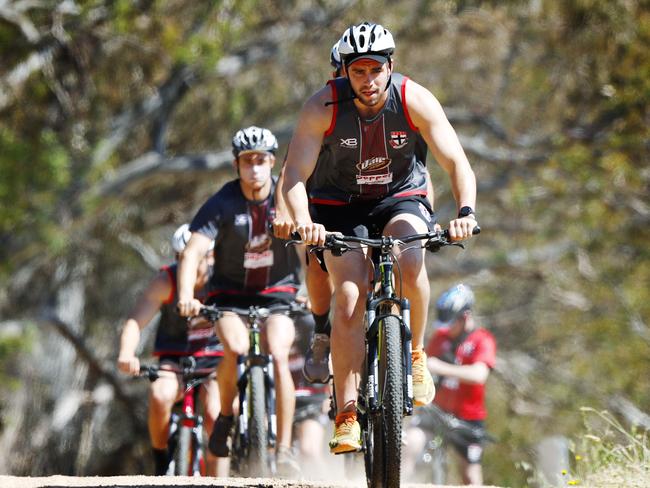 McCartin leads his teammates on their cross country ride. Picture: Michael Klein