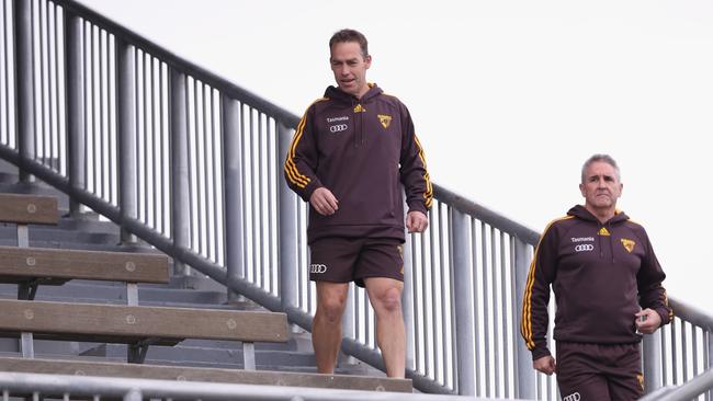 Alastair Clarkson and Chris Fagan in their time at Hawthorn. Picture: Getty Images