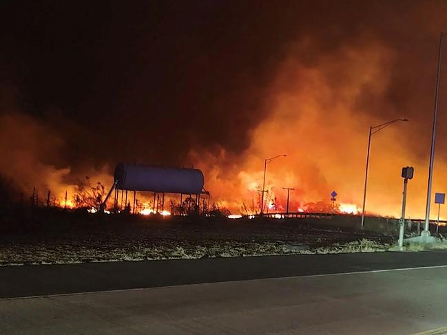 A wildfire rips through Lahaina in Maui. Picture: AFP/ Zeke Kalua / County of Maui