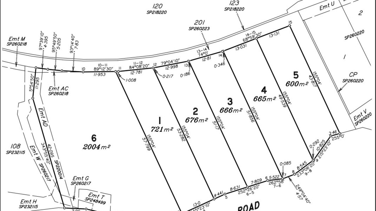 Plans show the block would be divided into six sections, with the largest lot reserved for a short term accommodation building. Picture: Supplied