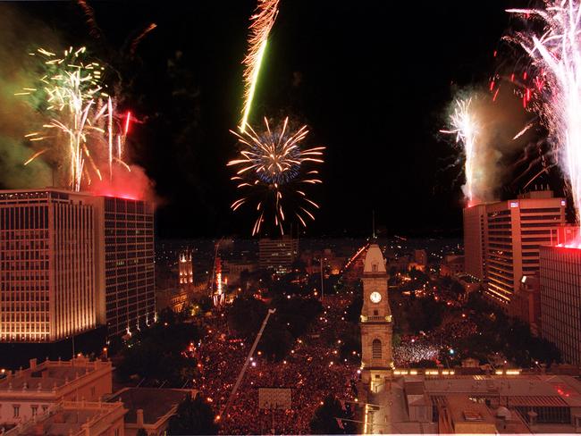 Fireworks over Adelaide on New Year’s Eve, 1999, to welcome 2000.