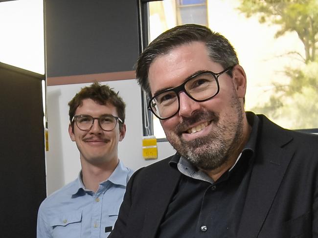 ADELAIDE AUGUST 30, 2024Praetorian Aeronatics which makes armed drones. L/R. James Ward, Jeffery Chan, Ben McIntyre and Brett Hill (Founder). Picture: RoyVPhotography