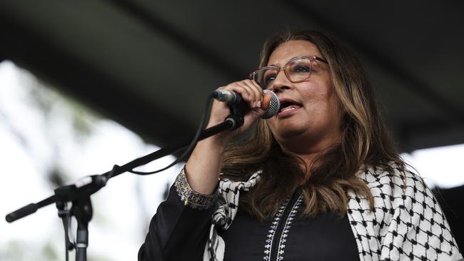 Greens senator Mehreen Faruqi speaks at a pro-Palestine rally in Sydney. Picture: NewsWire/Dylan Robinson