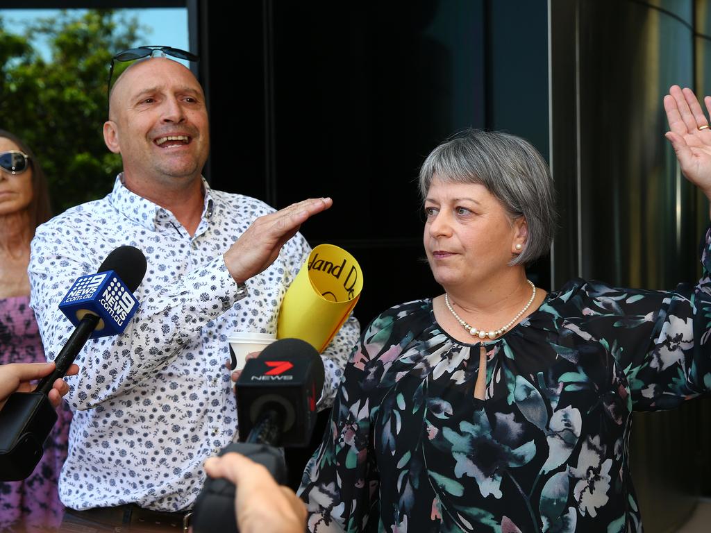 Donna and Miguel Baluskas together outside the Court after the decisionPics Adam Head