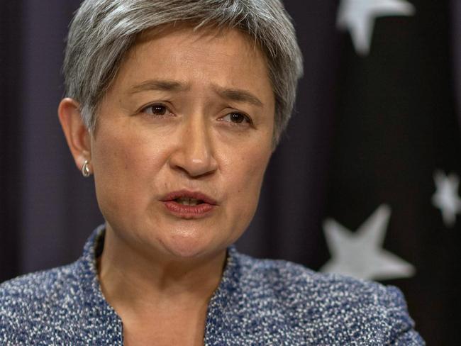 CANBERRA, AUSTRALIA - NewsWire Photos FEBRUARY 17, 2023: Minister for Foreign Affairs, Senator Penny Wong with Papua New GuineaÃ¢â¬â¢s Minister for Foreign Affairs Justin Tkatchenko and Deputy Prime Minister of PNG John Rosso at Parliament House in Canberra,Picture: NCA NewsWire / Gary Ramage