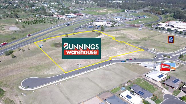 An aerial shot of where the new Bunnings will be placed.