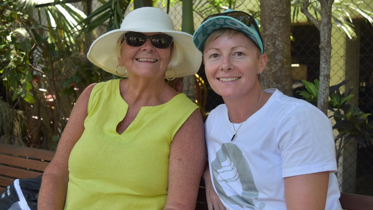 Anne Morton and Cindy Habenschuss at the Garmin Noosa Triathlon on October 30, 2022. Picture: Sam Turner