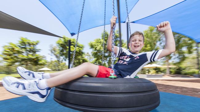 Willem Kooy, 9, is good at entertaining himself his mother says. Picture: AAP/Richard Walker