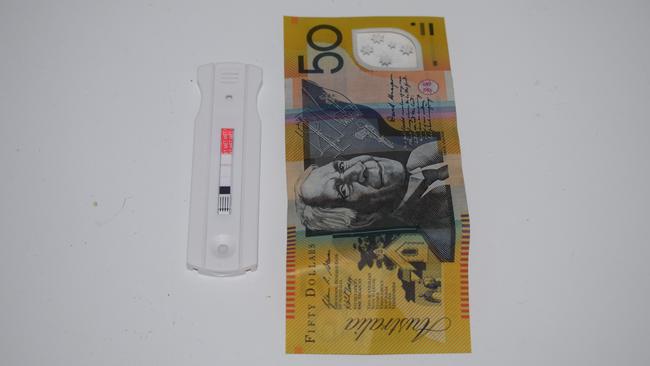 A random $50 note tested positive for methamphetamine. Picture: Aden Stokes