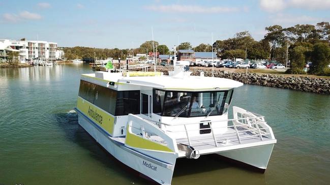 Sealink’s new medicat boat in Weinam Creek has had a number of sea trials which found it needed some modifications to its hydrofoil. Picture: SeaLink