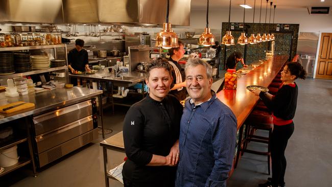 Nicola Palmer and Warrick Duthy at their newly renovated Watervale Hotel. Picture: Matt Turner.