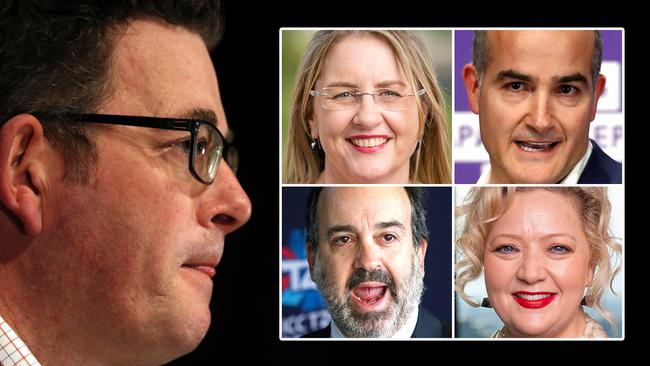 With question marks over the leadership of Victorian Premier Daniel Andrews, the leading contenders to replace him include (clockwise from top left) Jacinta Allan, James Merlino, Jill Hennessy and Martin Pakula.