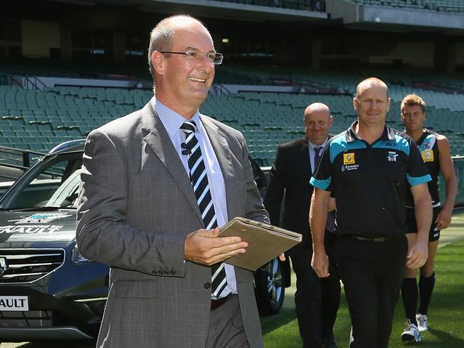 Port Adelaide chairman David Koch with coach Ken Hinkley.