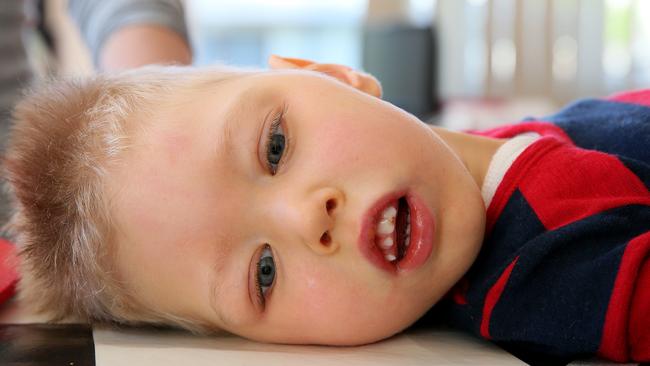 Roki Mills, 3, at his Newport home. Picture: Troy Snook