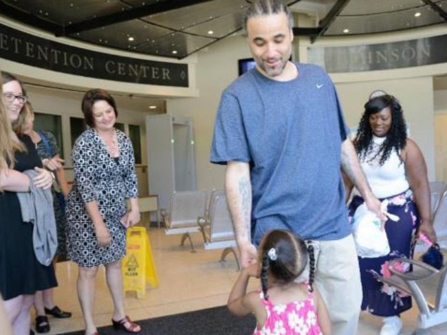 Richard Anthony Jones pictured reunited with his family following his release. Picture: gofundme