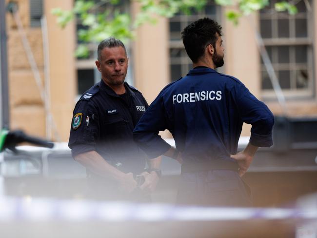 Police at St Andrew’s Cathedral School on Thursday morning. Picture: NCA NewsWire / David Swift