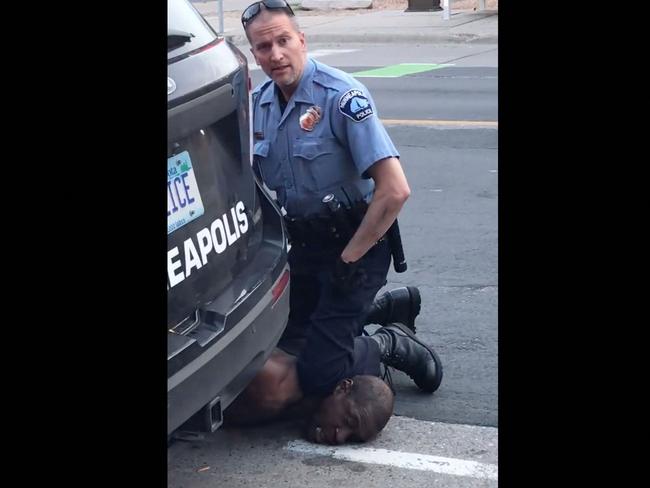 Still image taken from a video shows a Minneapolis, Minnesota police officer Derek Chauvin restraining George Floyd. Picture Facebook/Darnella Frazier / AFP