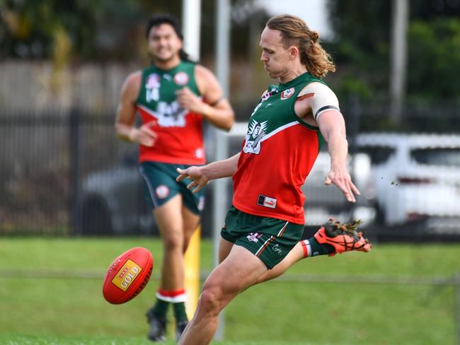 South Cairns Cutters defender Ryan Nyhuis against North Cairns Tigers. AFL Cairns 2024. Photo: AFL Cairns Media