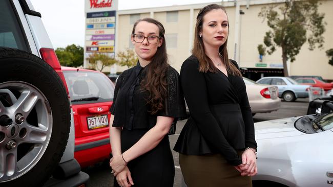 Claire Chivers and Emily Hazard work are annoyed about the increased cost of parking at Westfield Garden City. Picture: RICHARD WALKER