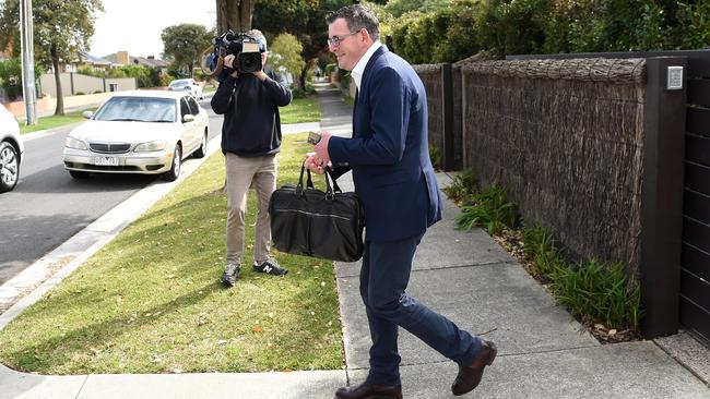 Victorian Premier Daniel Andrews leaves home for his last day in the top job. Picture: NCA / Josie Hayden