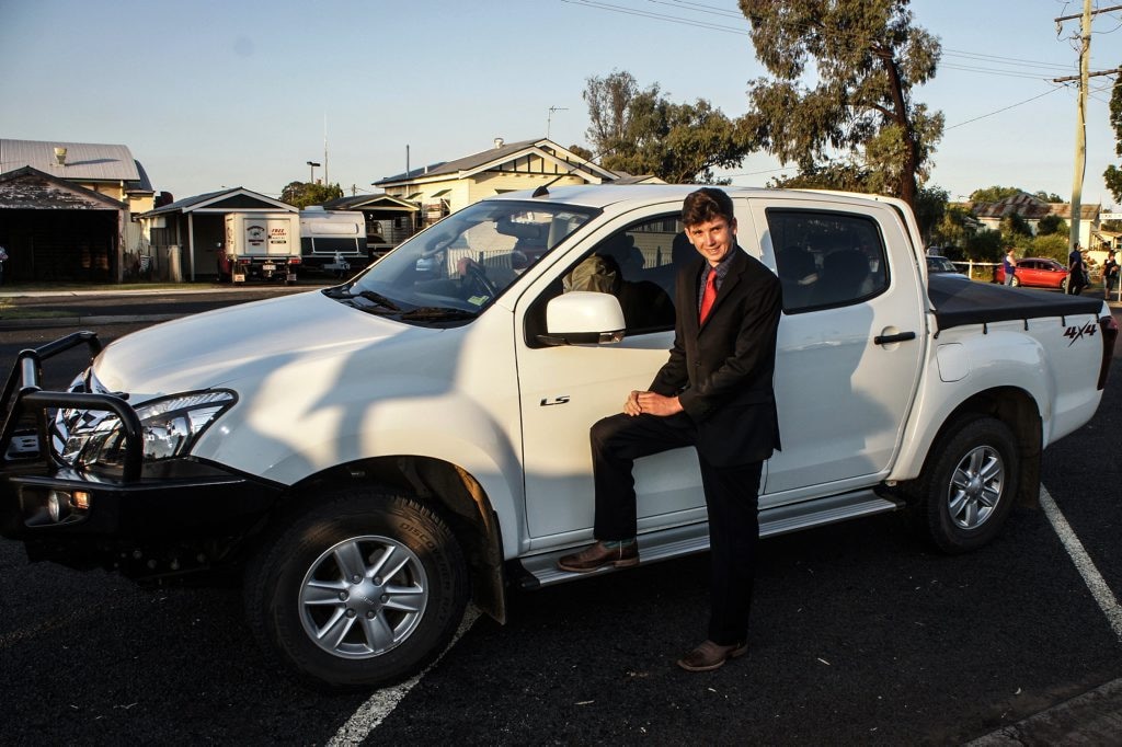 TRUSTY UTE: Justin Hughston arrived in a trusty ute. Picture: Photo Contributed