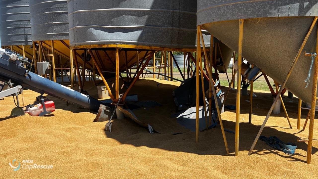 The scene of the grain silo collapse.