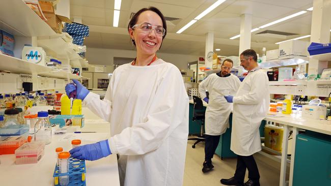 Scientists (from left) Megan Steain, Claudio Counoupas and Jamie Triccas at their Sydney University lab. Picture: Sam Ruttyn