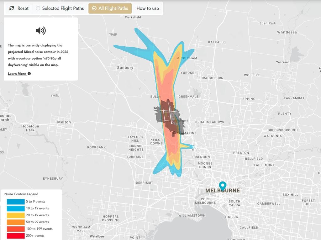 Melbourne Flight Path Map Melbourne Airport's Third Runway Will Increase Plane Noise Around  Tullamarine | Herald Sun