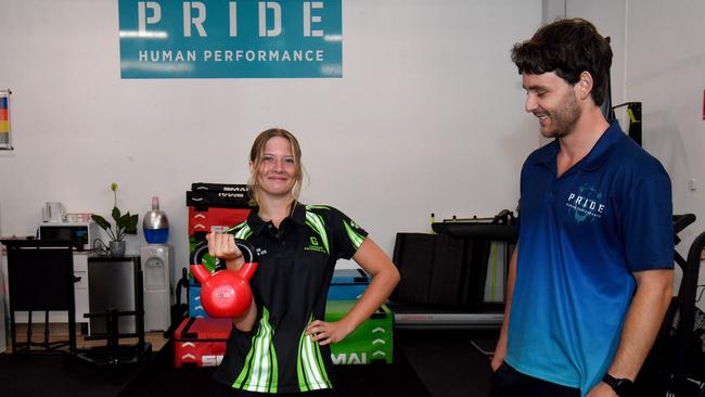 Pride Human Performance exercise physiologist Mani Gregson with Zoe Brakels. Picture: Evan Morgan