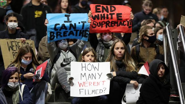 Protesters in Sydney’s Martin Place this week. Picture: Jonathan Ng