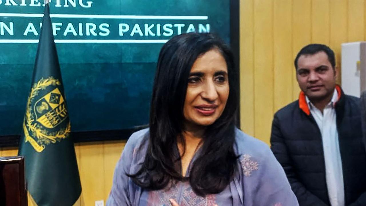 Pakistan's Ministry of Foreign Affairs spokeswoman Mumtaz Zahra Baloch interacts with journalist after media briefing in Islamabad on January 18, 2024. Picture: Zain Zaman JANJUA / AFP