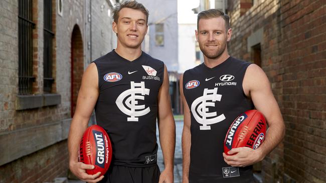 Carlton’s new co-captains Patrick Cripps and Sam Docherty.