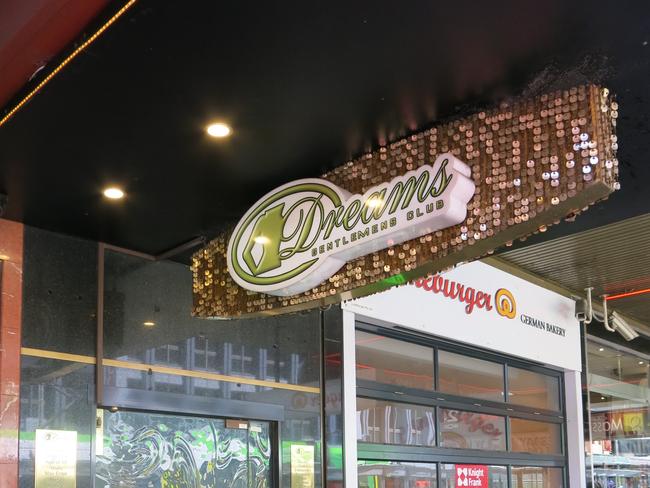 Dreams Gentlemen’s Club in the CBD. Picture: AAP