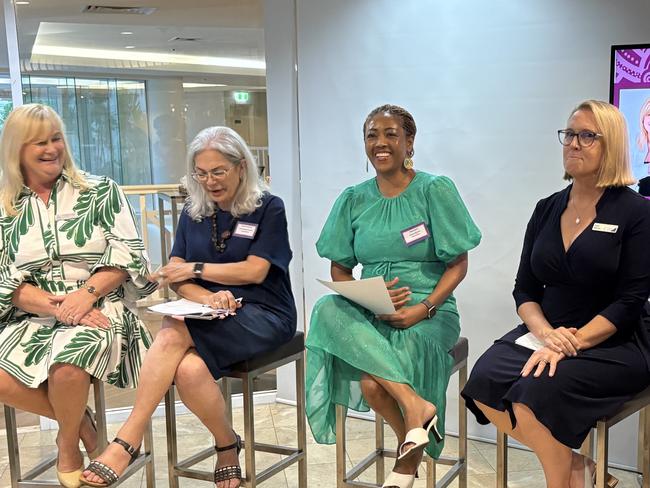 Panelists Patricia O'Neill, Joanne Schmider, Anna Jones and Sally Mlikota at the  Empowering Womenâs Economic Security forum in Cairns. Photo: Supplied